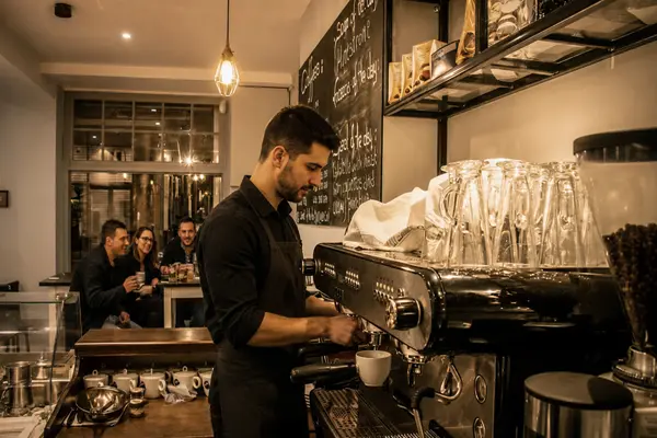Friends dining and enjoying espresso at Doppio Zero Cafe in Dublin